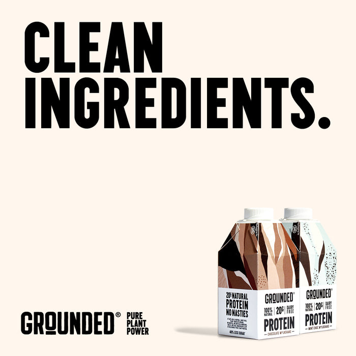 GROUNDED Plant-Based Protein Shake – 20g Vegan Protein, Dairy-Free, No Nasties (100% Recyclable Packaging)