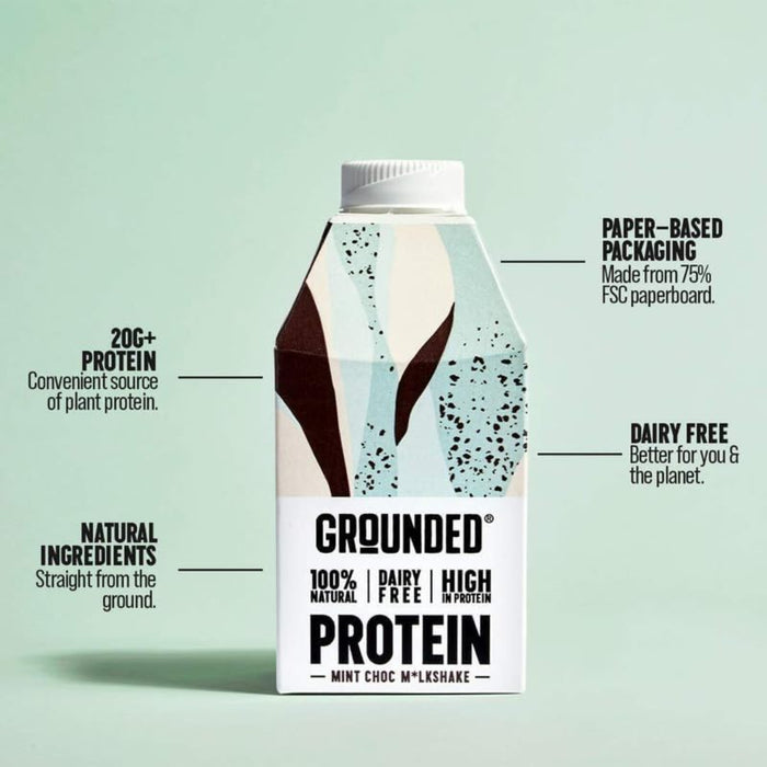 GROUNDED Plant-Based Protein Shake – 20g Vegan Protein, Dairy-Free, No Nasties (100% Recyclable Packaging)