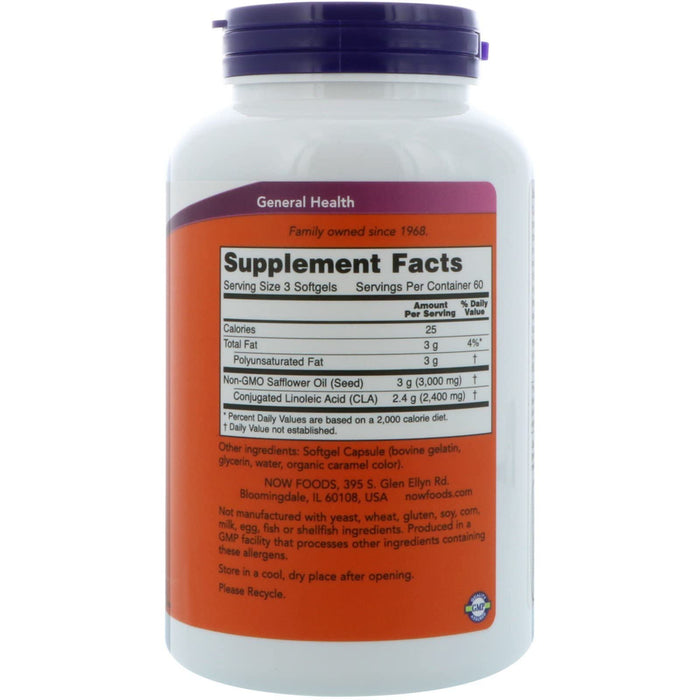 NOW Foods CLA, 800mg - 180 softgels | High-Quality Slimming and Weight Management | MySupplementShop.co.uk