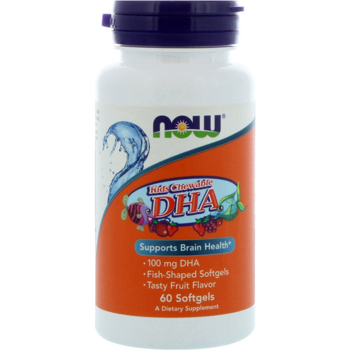 NOW Foods DHA Kid's Chewable, 100mg - 60 softgels | High-Quality Health and Wellbeing | MySupplementShop.co.uk