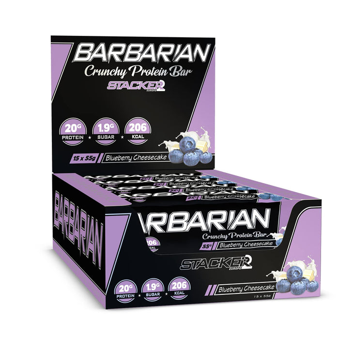 Stacker2 Europe Barbarian, Blueberry Cheesecake - 15 x 55g | High-Quality Health Foods | MySupplementShop.co.uk