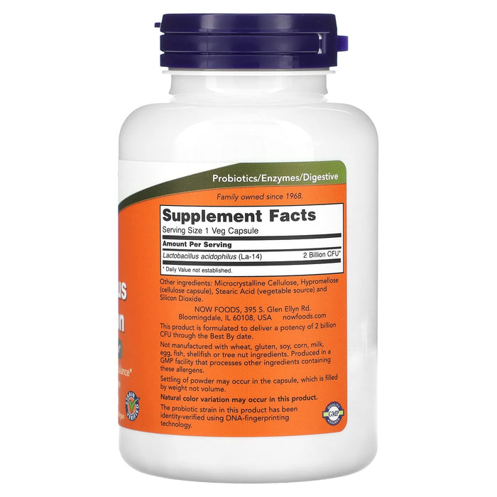 NOW Foods Acidophilus Two Billion - 100 vcaps | High-Quality Health and Wellbeing | MySupplementShop.co.uk