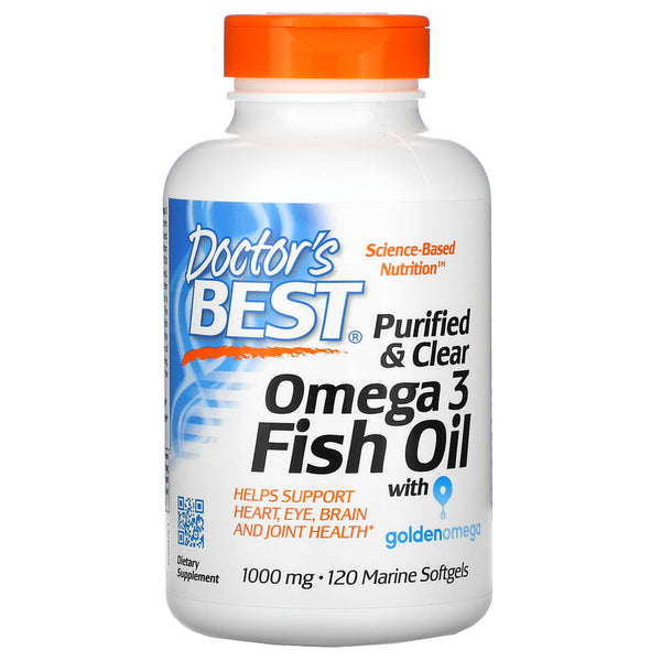 Doctor's Best Purified & Clear Omega 3 Fish Oil, 1000mg - 120 marine softgels | High-Quality Omegas, EFAs, CLA, Oils | MySupplementShop.co.uk