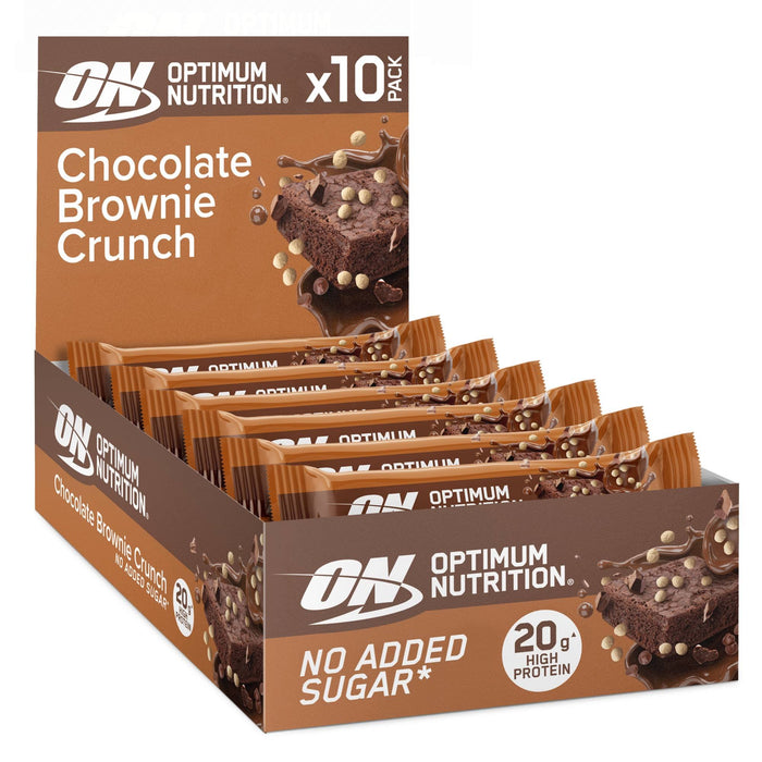 Optimum Nutrition Crunch Bar 10x65g Choc Brownie - Diet & Nutrition at MySupplementShop by Optimum Nutrition