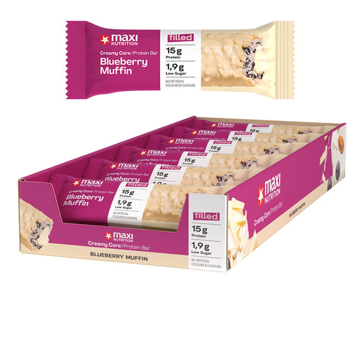 Maxi Nutrition Creamy Core Protein Bar 12 x 45g Blueberry Muffin | Premium Protein Bars at MYSUPPLEMENTSHOP.co.uk