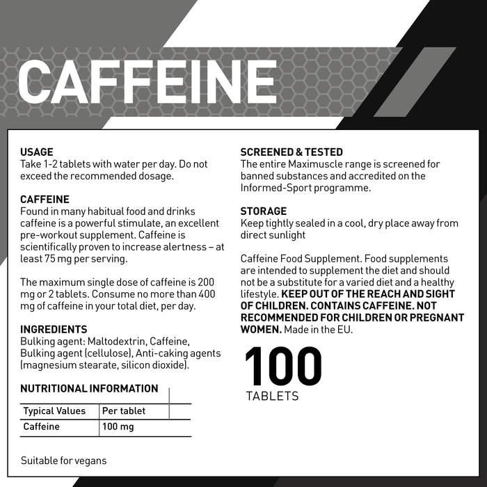 Maxi Nutrition Caffeine 100Tabs 