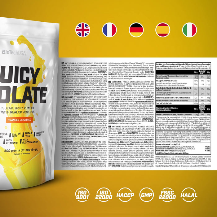 BioTechUSA Juicy Isolate, Orange - 500 grams | High-Quality Protein | MySupplementShop.co.uk