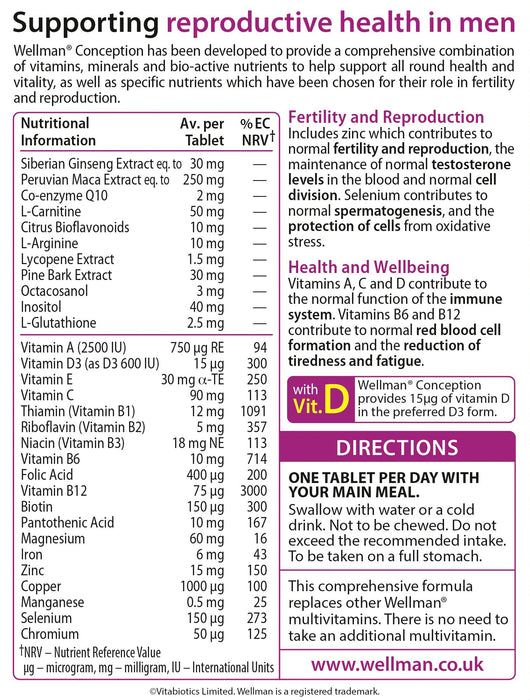 Vitabiotics Wellman Conception 30 Tablets - Men at MySupplementShop by Vitabiotics