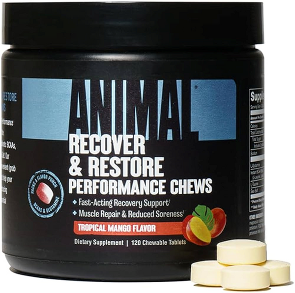 Animal Recover & Restore Performance Chews Tropical Mango Flavor 120Tabs for Muscle Recovery at MySupplementShop.co.uk