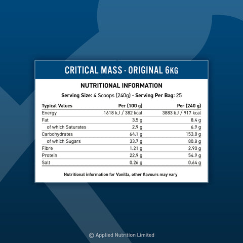 Applied Nutrition Critical Mass 6kg - Whey Protein at MySupplementShop by Applied Nutrition