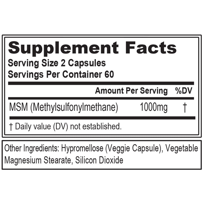 EVLution Nutrition MSM 1000 - 120 caps 60 Servings