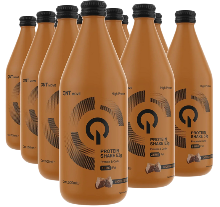 QNT Protein Shake Glass Bottle | 12 x 500 ml