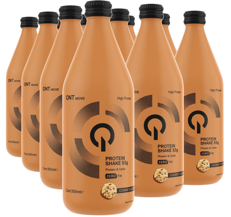 QNT Protein Shake Glass Bottle | 12 x 500 ml