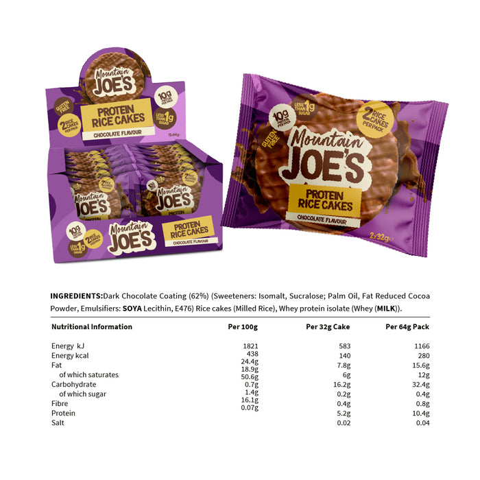 Mountain Joe's Rice Cake 12x64g - Milk Chocolate - Supplements at MySupplementShop by Mountain Joe's