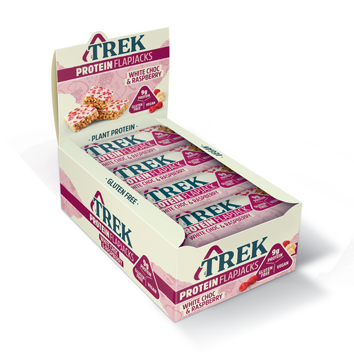 TREK Protein Flapjack 16x50g White Choc \u0026 - Raspberry - Snack Food Bar at MySupplementShop by TREK