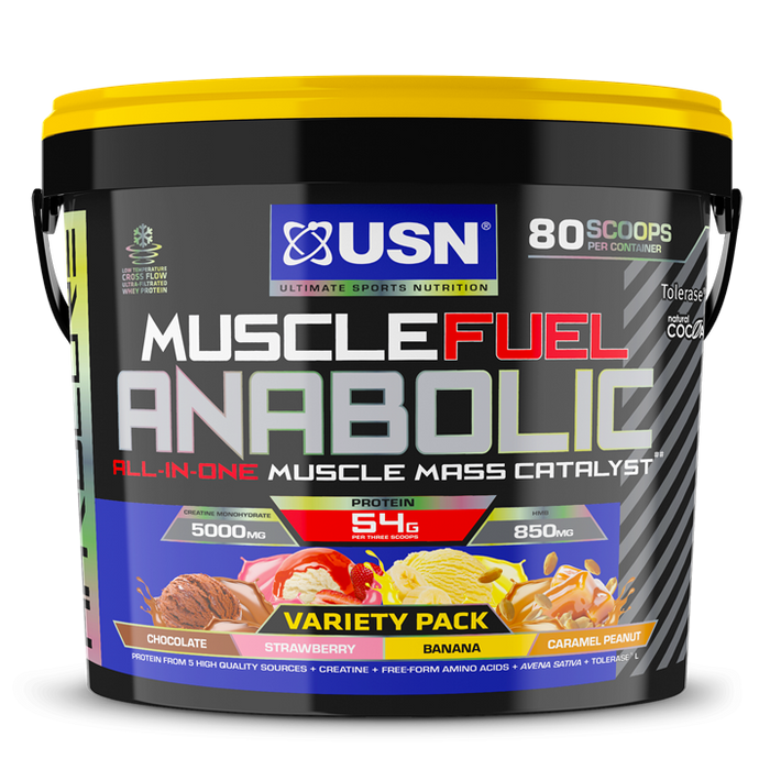 USN Muscle Fuel Anabolic 4kg All-in-one Protein Powder Shake: Workout-Boosting, for Gain - New Improved Formula