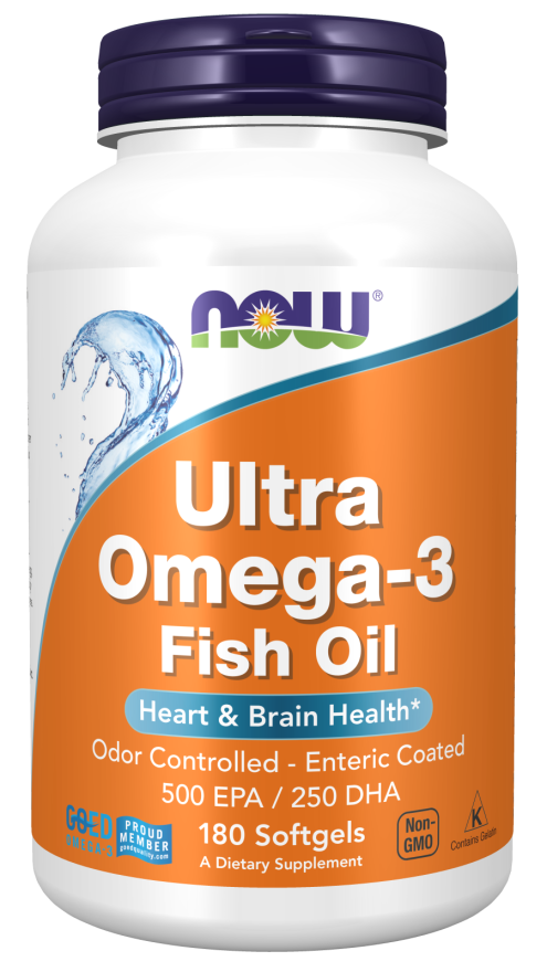 Now Foods Ultra Omega-3 500 EPA/250 DHA 180 Softgels - Omegas, EFAs, CLA, Oils at MySupplementShop by NOW Foods