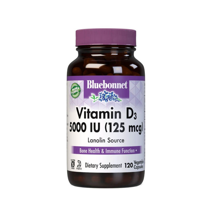 Bluebonnet Vitamin D3 5,000iu 120 Vegetable Capsule - Immune Support at MySupplementShop by Bluebonnet Nutrition