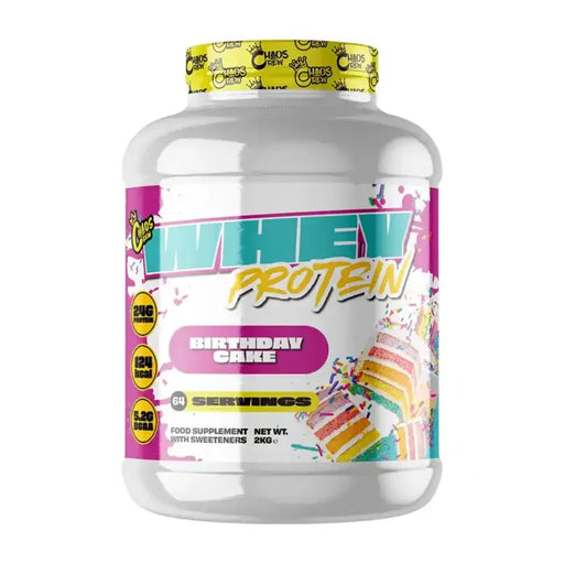 Chaos Crew Whey Protein 2kg 64 Servings - Birthday Cake - Whey Protein at MySupplementShop by Chaos Crew