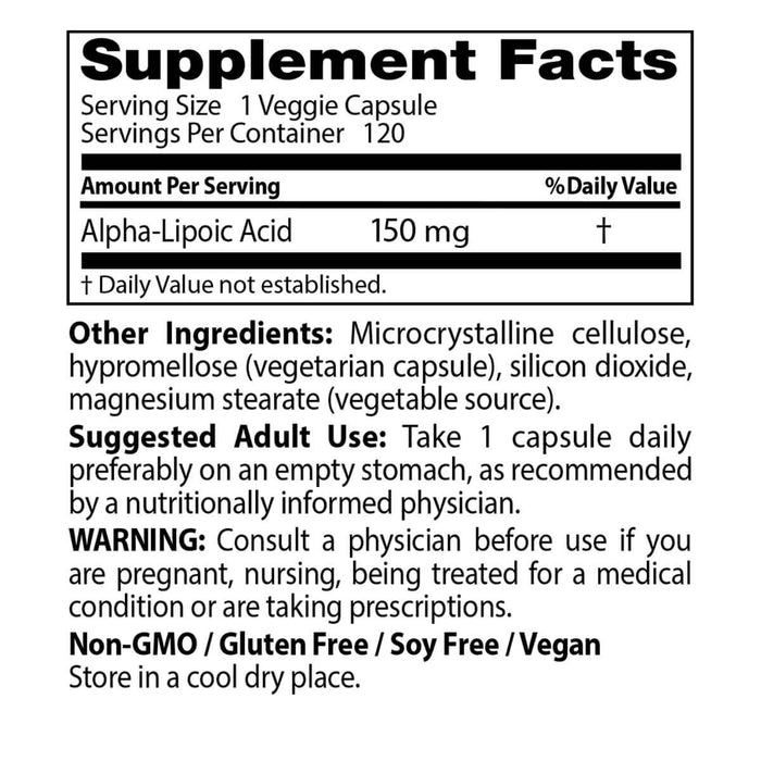 Doctor's Best Alpha-Lipoic Acid 150 mg 120 Veggie Capsules | Premium Supplements at MYSUPPLEMENTSHOP