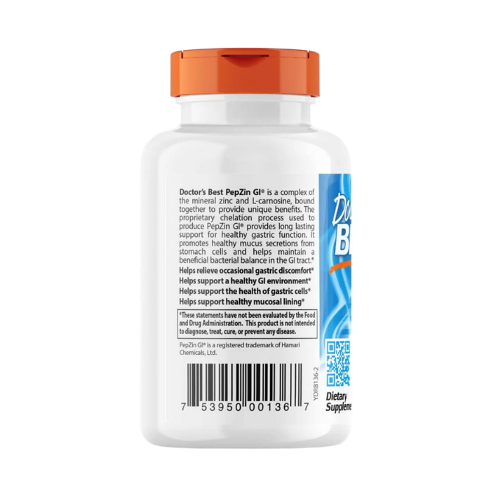 Doctor's Best PepZin GI, Zinc-L-Carnosine Complex 120 Veggie Capsules