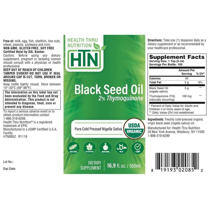 Health Thru Nutrition Black Seed Oil 500ml | Premium Supplements at MYSUPPLEMENTSHOP