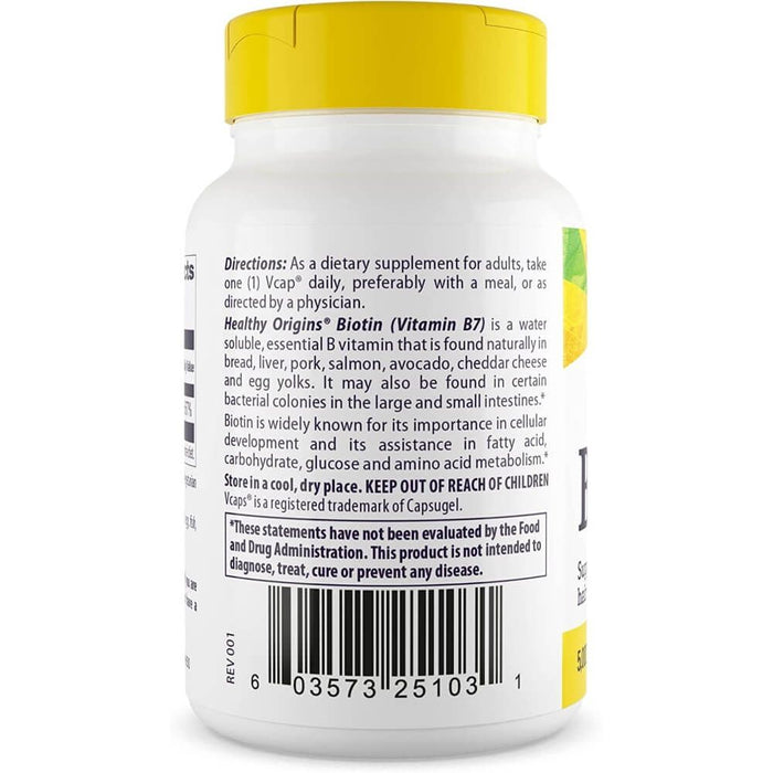 Healthy Origins Biotin 5,000mcg 60 Veggie Capsules | Premium Supplements at MYSUPPLEMENTSHOP