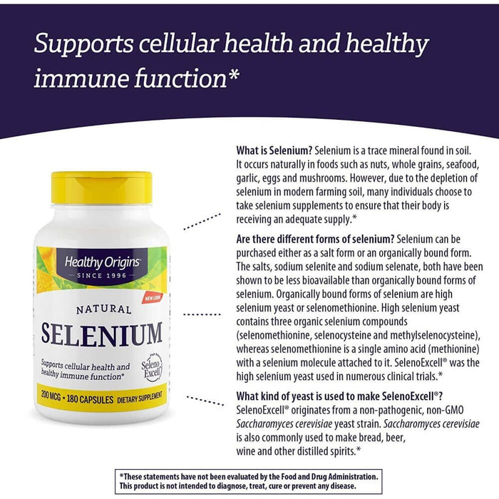 Healthy Origins Selenium 200mcg 180 Capsules | Premium Supplements at MYSUPPLEMENTSHOP
