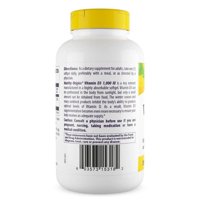 Healthy Origins Vitamin D3 1,000iu 360 Softgels | Premium Supplements at MYSUPPLEMENTSHOP