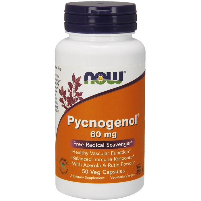 NOW Foods Pycnogenol mit Acerola- und Rutin-Pulver, 60 mg – 50 Kapseln