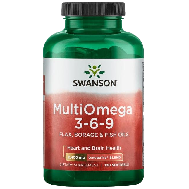 Swanson MultiOmega 3-6-9 – Lein-, Borretsch- und Fischöle – 120 Kapseln