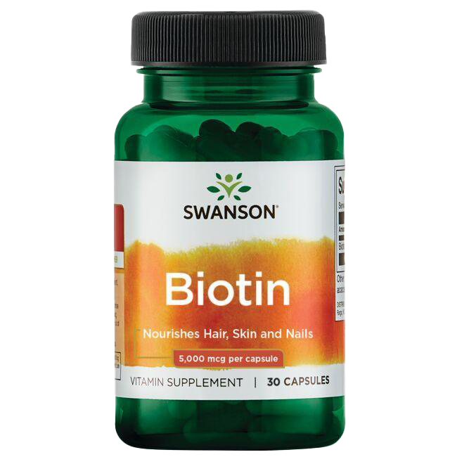 Swanson Biotin, 5000mcg - 30 caps