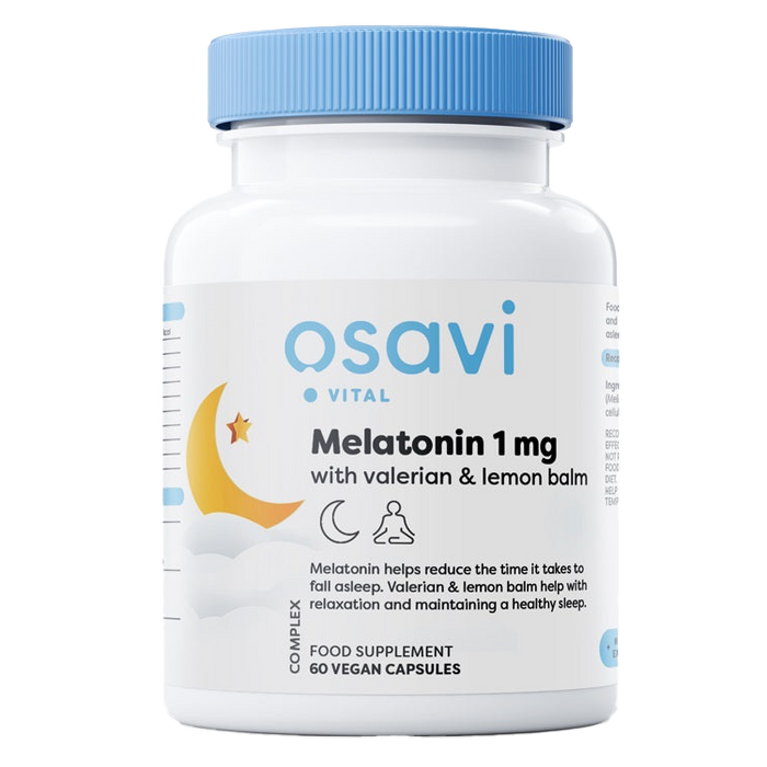 Melatonin mit Baldrian und Zitronenmelisse, 1 mg – 60 vegane Kapseln