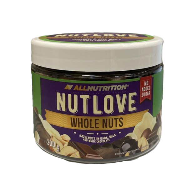 Allnutrition Nutlove Whole Nuts, Hazelnuts in Dark / Milk and White Chocolate - 300g