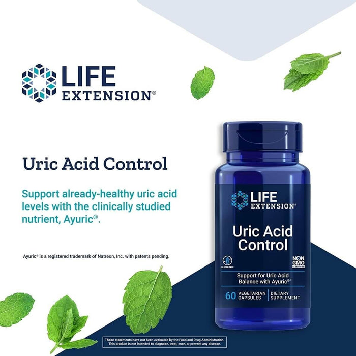 Life Extension Uric Acid Control 60 Vegetarian Capsules | Premium Supplements at MYSUPPLEMENTSHOP