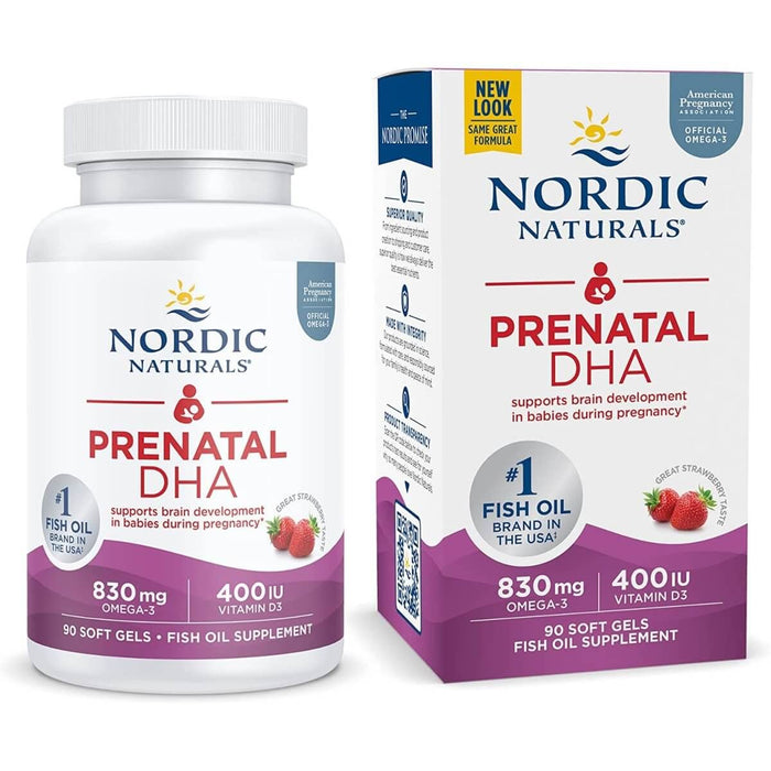 Nordic Naturals Prenatal DHA Omega-3 830mg with Vitamin D3 90 Softgels (Strawberry) - Vitamins & Minerals at MySupplementShop by Nordic Naturals