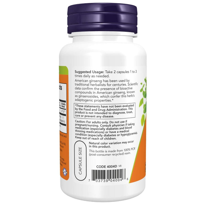 NOW Foods American Ginseng Extract 500 mg 100 Veg Capsules | Premium Supplements at MYSUPPLEMENTSHOP