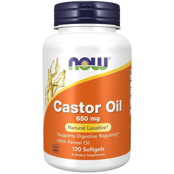 NOW Foods Castor Oil 650 mg 120 Softgels | Premium Supplements at MYSUPPLEMENTSHOP