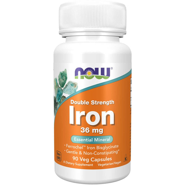 NOW Foods Iron 36 mg 90 Veg Capsules - Sports Nutrition at MySupplementShop by NOW Foods