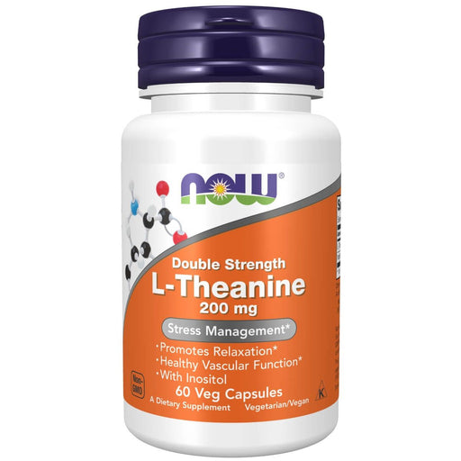 NOW Foods L-Theanine 200 mg 60 Veg Capsules | Premium Supplements at MYSUPPLEMENTSHOP