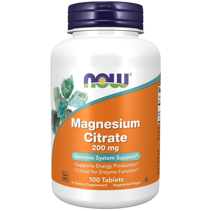 NOW Foods Magnesium Citrate 200 mg 100 Tablets - Vitamins & Minerals at MySupplementShop by NOW Foods