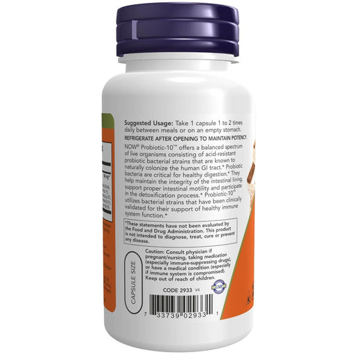 NOW Foods Probiotic-10 25 Billion 100 Veg Capsules | Premium Supplements at MYSUPPLEMENTSHOP