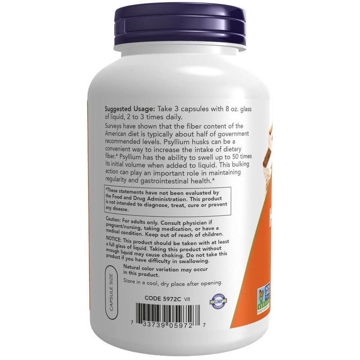 NOW Foods Psyllium Husk Caps 500 mg 500 Veg Capsules - Detox & Cleanse at MySupplementShop by NOW Foods