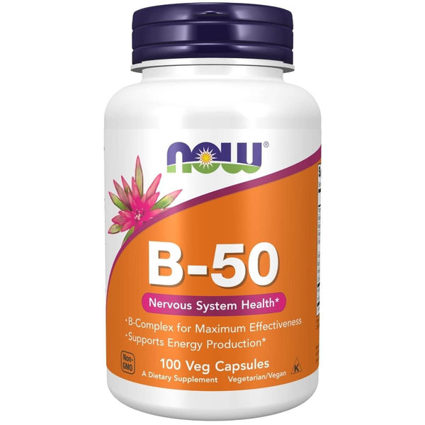 NOW Foods Vitamin B-50 mg 100 Veg Capsules - Vitamins & Minerals at MySupplementShop by NOW Foods