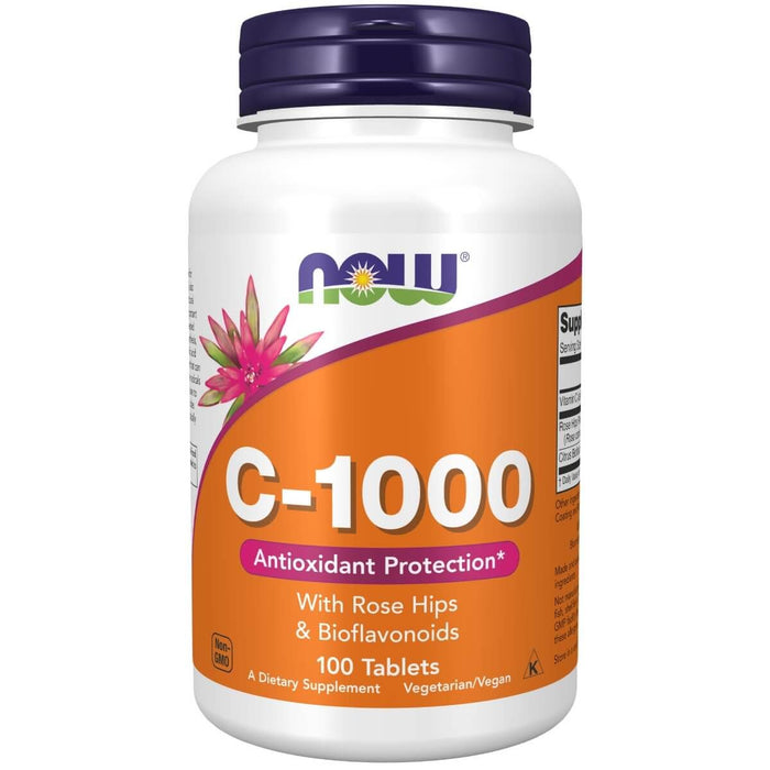 NOW Foods Vitamin C-1,000 with Rose Hips & Bioflavonoids 100 Tablets - Vitamins & Minerals at MySupplementShop by NOW Foods