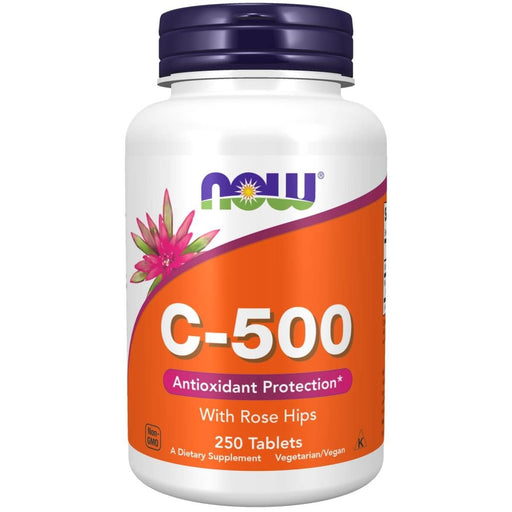 NOW Foods Vitamin C-500 with Rose Hips 250 Tablets - Vitamins & Minerals at MySupplementShop by NOW Foods