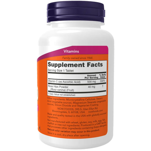 NOW Foods Vitamin C-500 with Rose Hips 250 Tablets | Premium Supplements at MYSUPPLEMENTSHOP