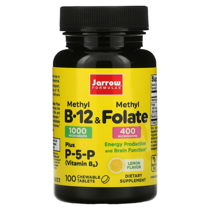 Jarrow Formulas Vitamin Methyl B-12 & Methyl Folate 100 Lemon Chewable Tablets - Vitamins & Minerals at MySupplementShop by Jarrow Formulas