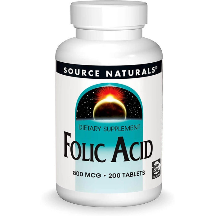 Source Naturals Folic Acid 800mcg 200 Tablets - Brain & Memory at MySupplementShop by Source Naturals