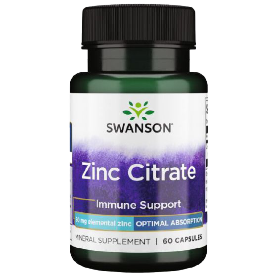 Swanson Zinc Citrate 50 mg 60 Capsules